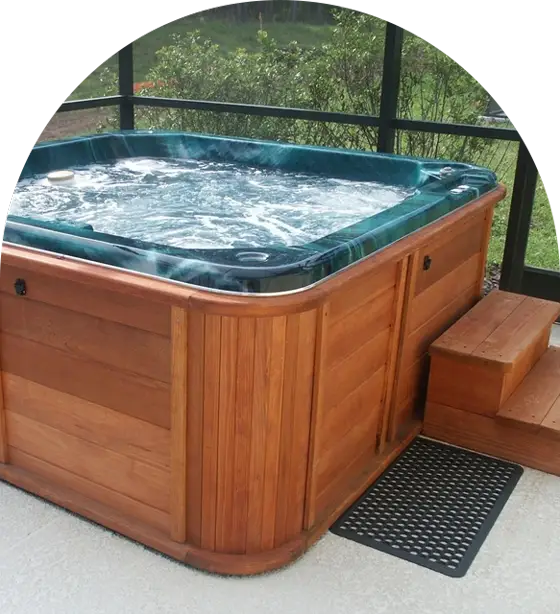A refurbished spa on a screened porch
